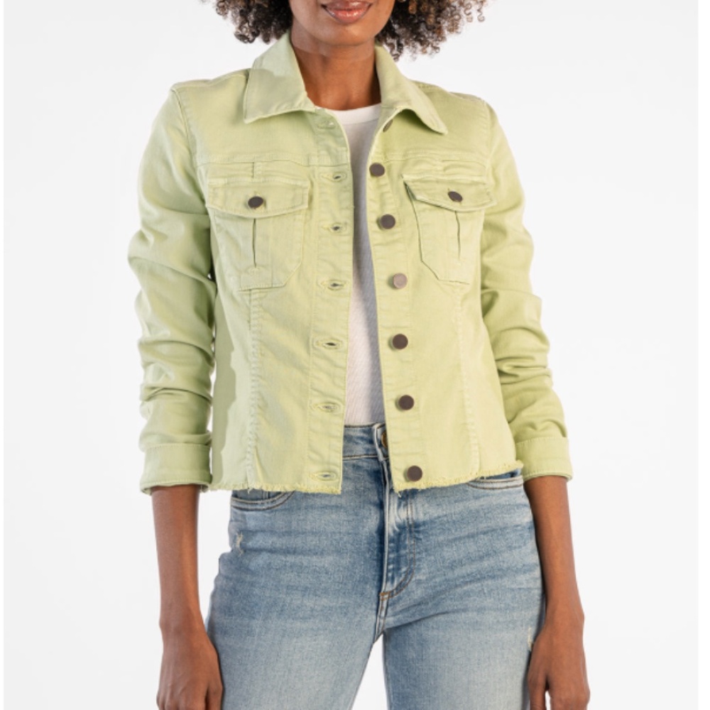 Like New Kut From the Kloth Kara Denim Jacket - Light Green - Size Small